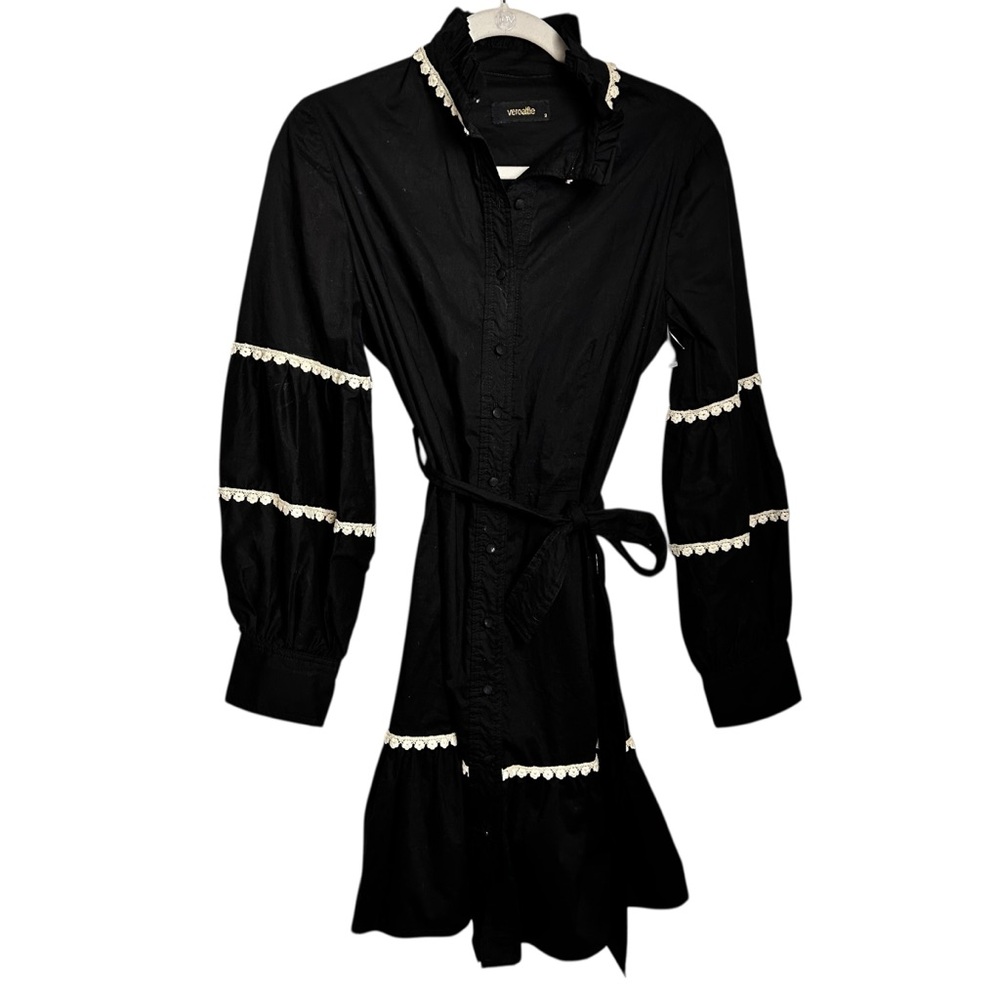 Vero Alfie Black Button Front Shirt Dress Size 2